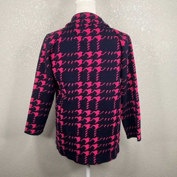 Blue & Pink Houndstooth Super Soft Button Down Sweater Jacket Size Small - Picture 4 of 4
